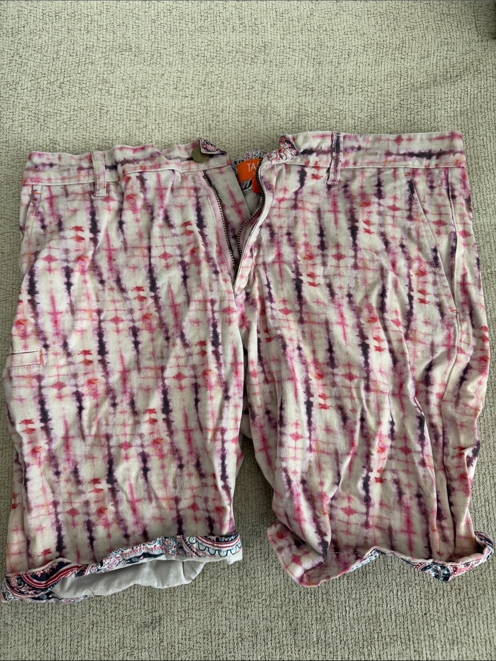 TALLIA Pink and Purple Tie-Dye Flat Front Men’s Shorts